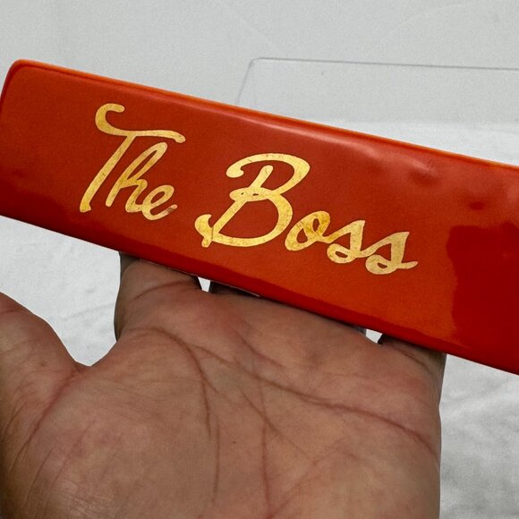 Ashland 7" Wedge Ceramic Tabletop Decor Sign The Boss/ killin' it Orange Gold - Picture 8 of 12